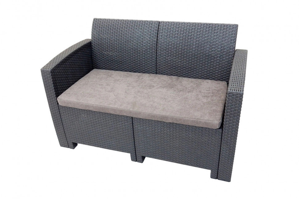 Диван двухместный b:rattan Arizona, антрацит (2-х местная подушка) Диван двухместный b:rattan Arizona, антрацит (2-х местная подушка)