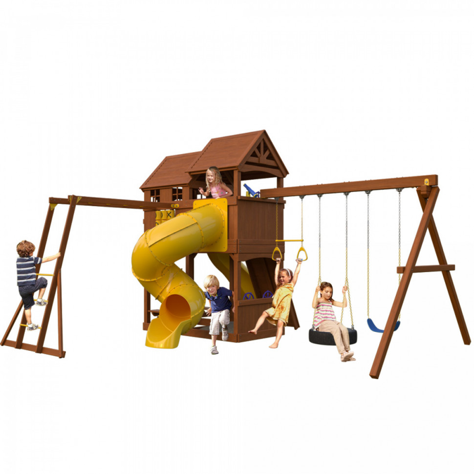 Детский игровой комплекс Newsunrise с винтовой горкой-трубой, рукоходом Детский игровой комплекс Newsunrise с винтовой горкой-трубой, рукоходом