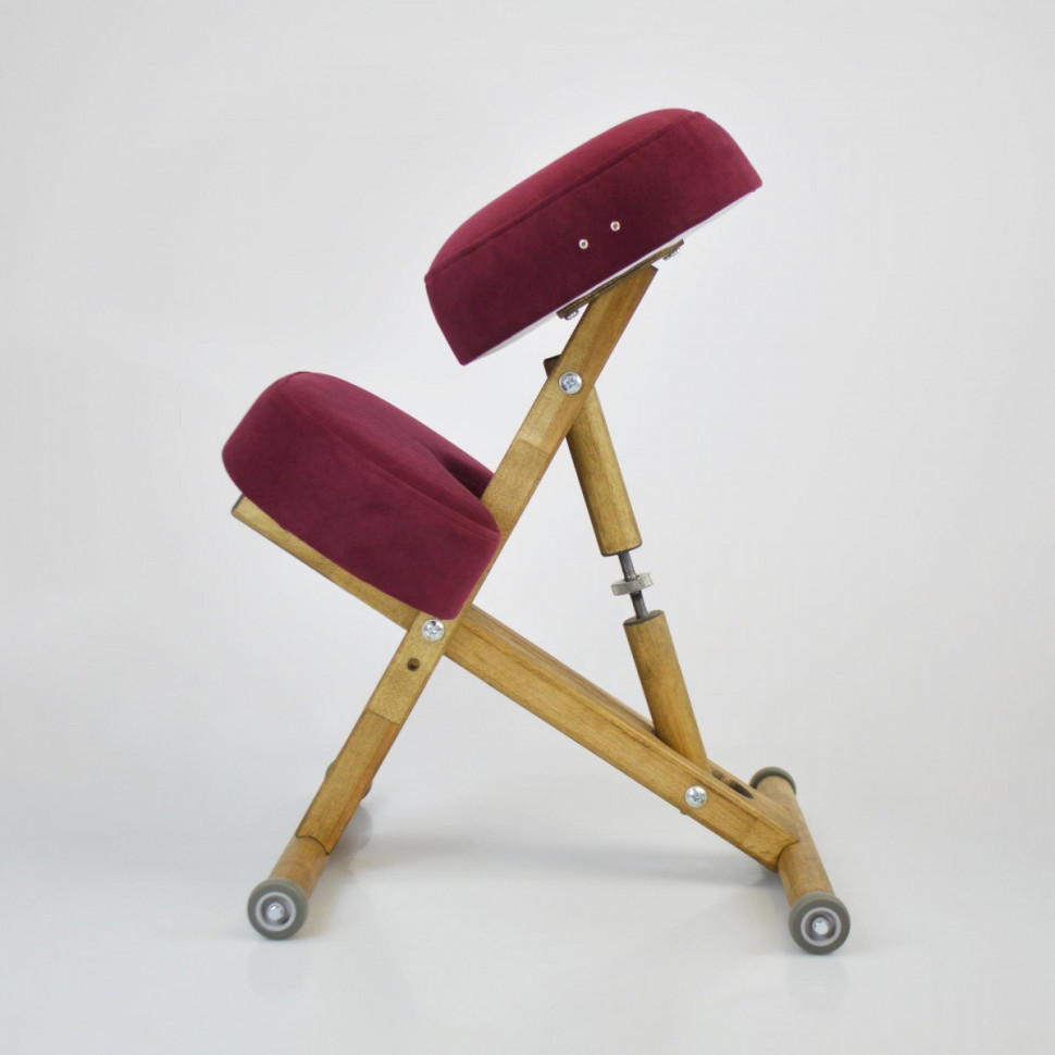 Стул коленный "ОЛИМП ЭКО" на деревянной основе без спинки цвет ткани бордовый Стул коленный "ОЛИМП ЭКО" на деревянной основе без спинки цвет ткани бордовый