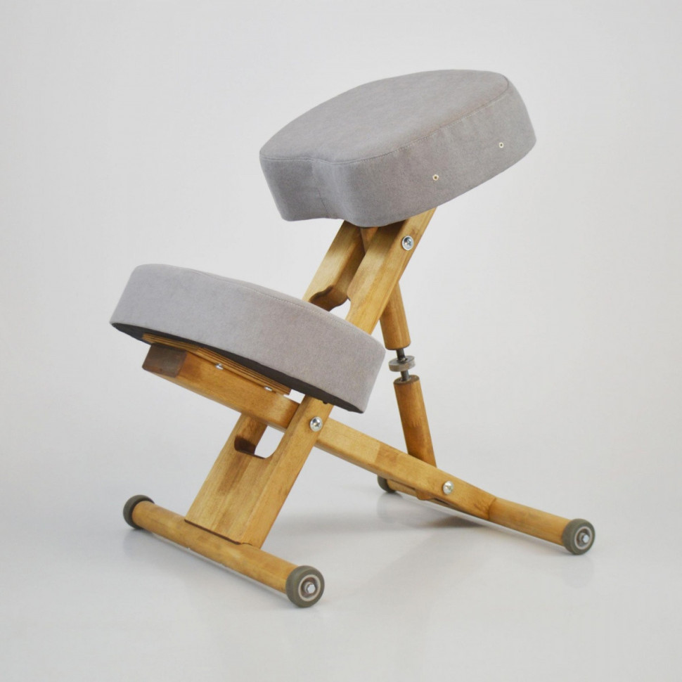 Стул коленный "ОЛИМП ЭКО" на деревянной основе без спинки цвет ткани серый Стул коленный "ОЛИМП ЭКО" на деревянной основе без спинки цвет ткани серый