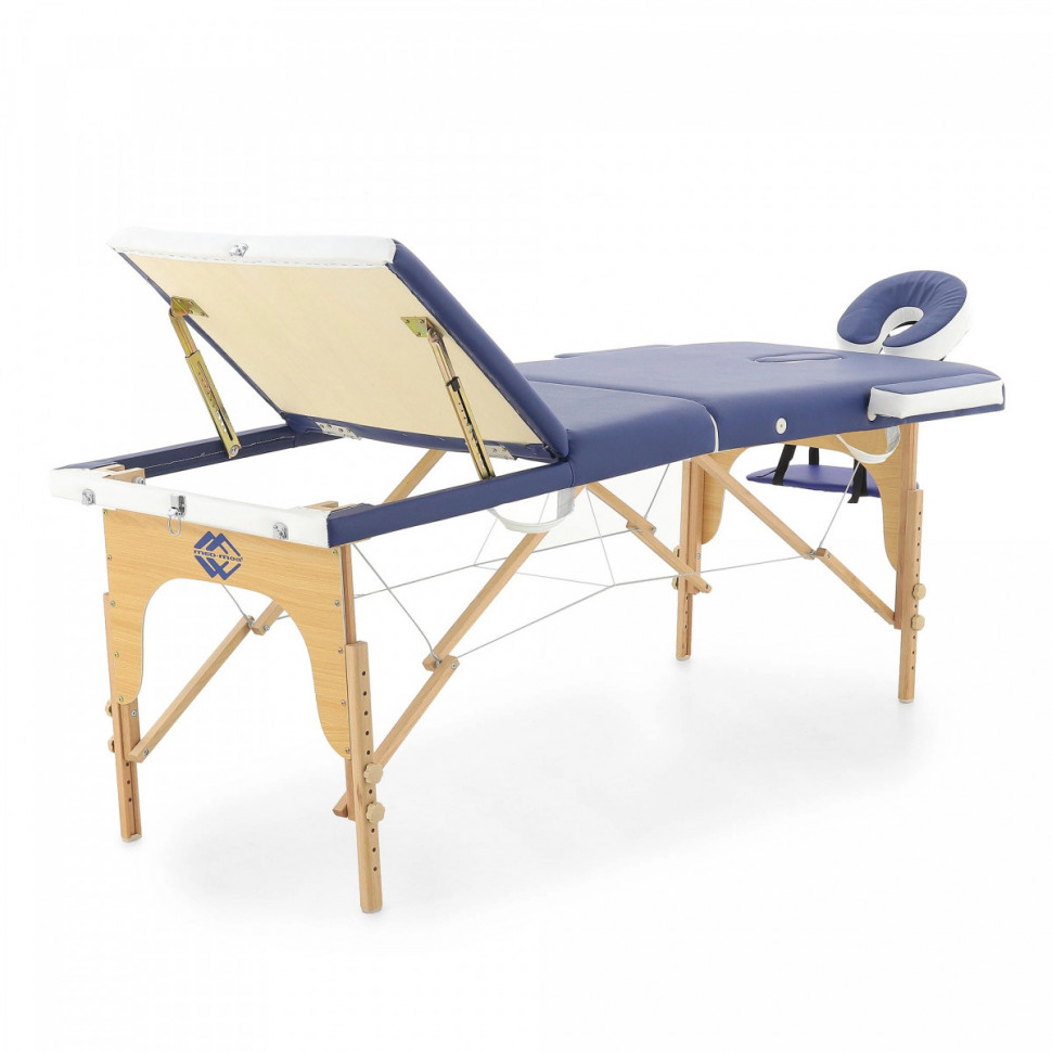 Стол массажный с деревянной рамой JF-AY01 3-секционный голубой/белый Стол массажный с деревянной рамой JF-AY01 3-секционный голубой/белый